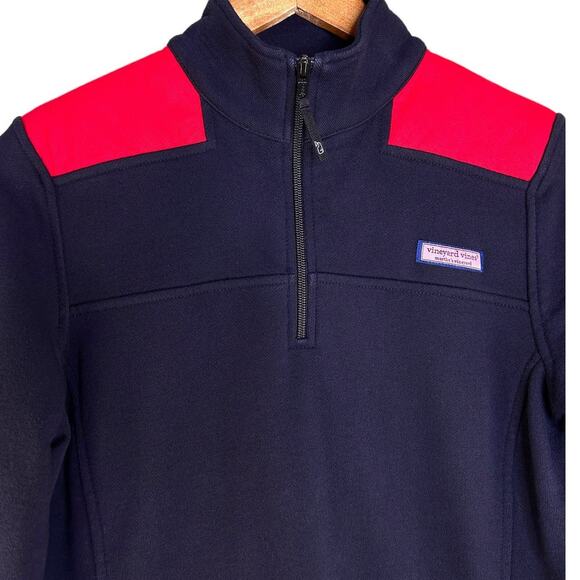 Vineyard Vines 1/4 Zip Pullover Sweatshirt Size S Navy Red Preppy Nautical - Picture 3 of 4